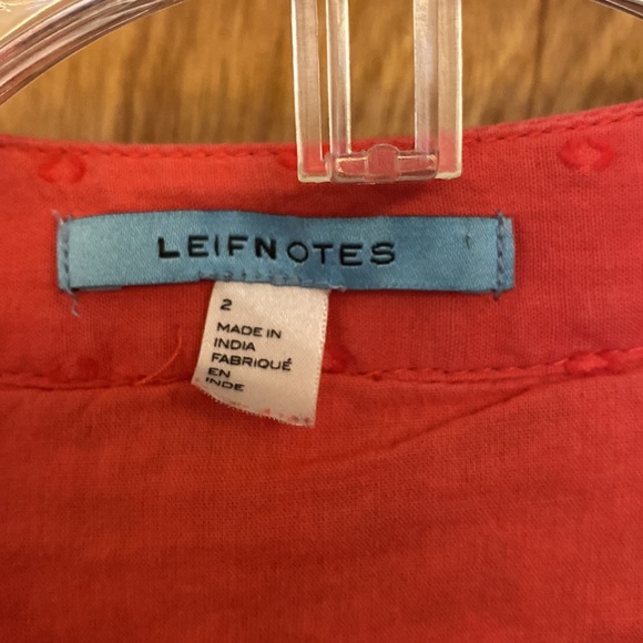 Anthropologie Leifnotes 2 Swiss Dot Tunic Top coral embroidered - Picture 2 of 4